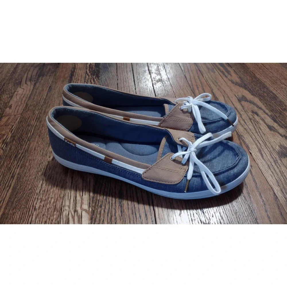 Keds Glimmer‎ Women's Boat Shoes Size 9.5 Denim Blue Chambray Ortholite WF58001
